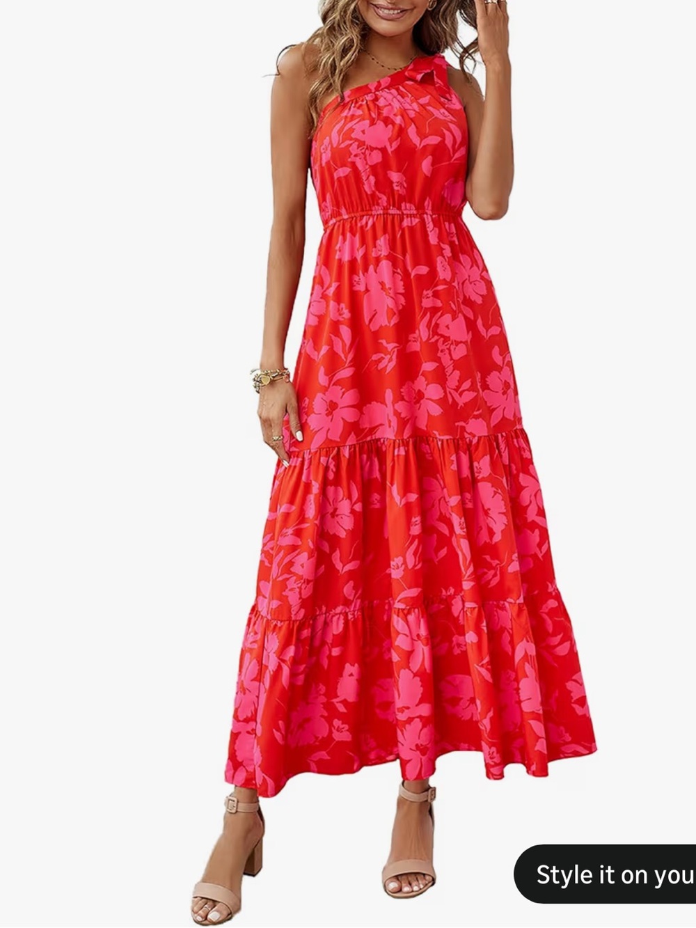 Summer Floral One Shoulder Maxi Dress